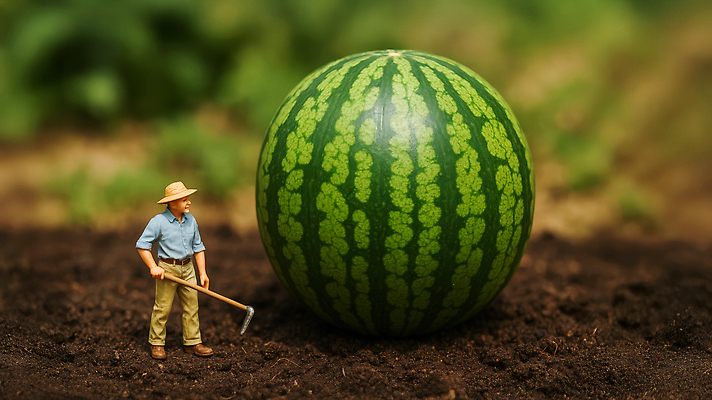 JPG 전신 편집이미지 노년 남자 여름음식 수박 한명 여름 흙 피규어 농부 큼 땅 곡괭이 수박밭 챙모자 노인남자한명만 제철과일 편집실사 AI포토 AI콘텐츠 직업 모자_잡화 1 계절 음식 밭 과일 사람 성인 미니어처 크기 CG 제철 남자한명만 노인남자만 파일형식 여름_계절