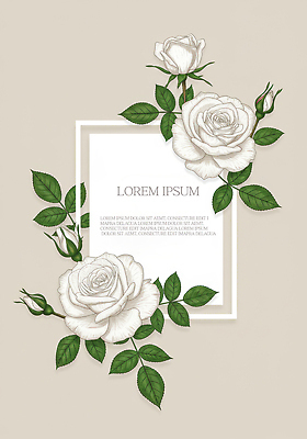 PSD 편집이미지 잎 프레임 사람없음 장미 빈티지 꽃봉오리 감사 베이지색 이미지편집 카드프레임 식물 꽃 감정 컬러 컨셉 파일형식