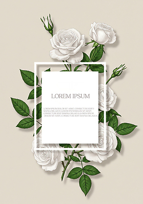 PSD 편집이미지 잎 프레임 사람없음 장미 빈티지 꽃봉오리 감사 베이지색 이미지편집 카드프레임 식물 꽃 감정 컬러 컨셉 파일형식