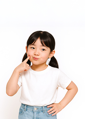 JPG 편집이미지 여자 어린이 허리손 양갈래머리 한명 소녀 상반신 흰색 누름 애교 의료성형뷰티 소녀한명만 편집실사 AI인물포토 AI콘텐츠 1 헤어스타일 컬러 포즈 모션 사람 CG 여자한명만 소녀만 파일형식 AI포토