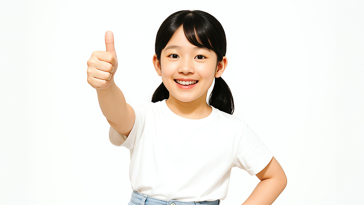 JPG 편집이미지 여자 어린이 양갈래머리 한명 웃음 소녀 상반신 흰색 따봉 의료성형뷰티 소녀한명만 편집실사 AI인물포토 AI콘텐츠 1 헤어스타일 컬러 표정 사람 최고 CG 여자한명만 소녀만 파일형식 AI포토