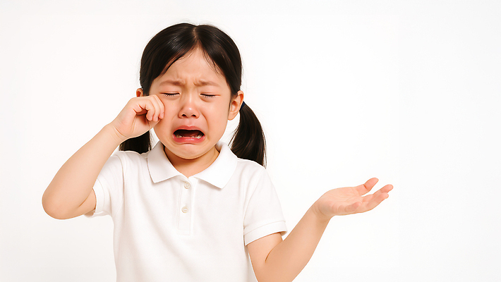 JPG 편집이미지 여자 어린이 양갈래머리 한명 소녀 상반신 손들기 슬픔 흰색 울음 눈물 의료성형뷰티 소녀한명만 편집실사 AI인물포토 AI콘텐츠 1 헤어스타일 감정 컬러 모션 표정 사람 CG 여자한명만 소녀만 파일형식 AI포토