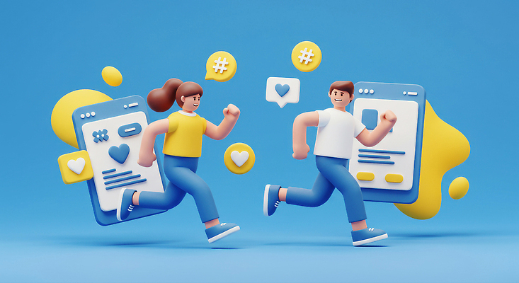 JPG 전신 편집이미지 라이프스타일 여자 남자 하늘색 말풍선 3D캐릭터 미소 성인 두명 스마트폰 운동복 달리기 운동 3D 건강관리 하트 좋음 성인만 SNS배너 해시태그 챌린지 편집3D AI컴퓨터그래픽 AI콘텐츠 모양 캐릭터 옷 캠페인 컨셉 모션 표정 건강 관리 사람 생활 파란색 핸드폰 스마트기기 디지털합성 특수문자 파일형식