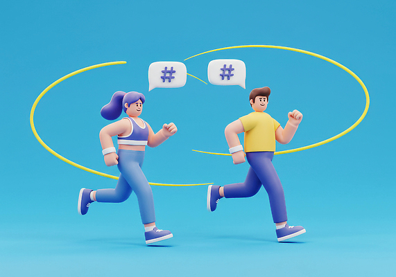 JPG 전신 편집이미지 라이프스타일 여자 남자 하늘색 말풍선 3D캐릭터 미소 성인 두명 운동복 달리기 운동 3D 건강관리 성인만 해시태그 챌린지 편집3D AI컴퓨터그래픽 AI콘텐츠 캐릭터 옷 캠페인 모션 표정 건강 관리 사람 생활 파란색 디지털합성 특수문자 파일형식