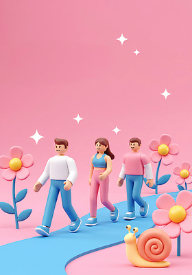 JPG 전신 편집이미지 라이프스타일 여자 남자 꽃 길 분홍색 3D캐릭터 미소 성인 두명 반짝임 운동복 운동 3D 걷기 건강관리 달팽이관 성인만 챌린지 편집3D AI컴퓨터그래픽 AI콘텐츠 식물 캐릭터 옷 캠페인 컬러 모션 표정 건강 관리 사람 생활 디지털합성 파일형식