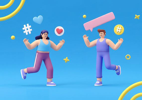 JPG 전신 편집이미지 라이프스타일 여자 남자 하늘색 말풍선 3D캐릭터 미소 성인 두명 반짝임 운동복 운동 3D 손들기 건강관리 하트 다리들기 좋음 성인만 해시태그 챌린지 편집3D AI컴퓨터그래픽 AI콘텐츠 모양 캐릭터 옷 캠페인 컨셉 모션 표정 건강 관리 사람 생활 파란색 디지털합성 특수문자 파일형식