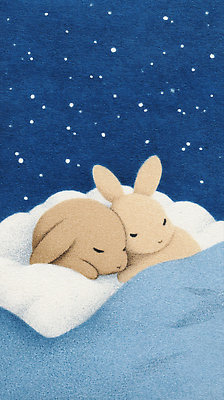 JPG 일러스트 베개 밤하늘 사람없음 파란색 눕기 귀여움 이불 잠 질감 꿈나라 달나라 동물가족 별나라 얼굴맞대기 국내일러스트 AI일러스트 AI콘텐츠 컬러 컨셉 가족 침구 모션 하늘 꿈 야간 파일형식