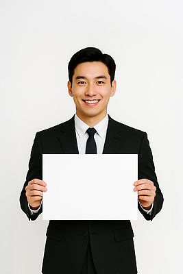 JPG 편집이미지 남자 종이 한명 미소 들기 정장 상반신 성인 팻말 비즈니스맨 의료성형뷰티 성인남자한명만 카피스페이스 편집실사 AI인물포토 AI콘텐츠 1 옷 비즈니스 모션 프레임 표정 사람 공백 직장인 CG 남자한명만 성인남자만 파일형식 AI포토