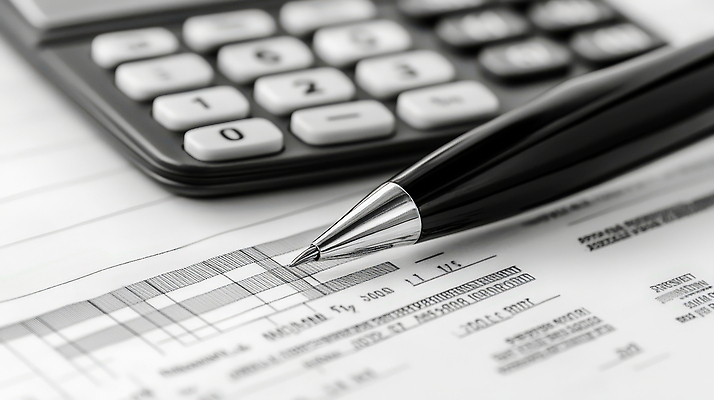 JPG 편집이미지 비즈니스 사람없음 펜 계산기 보고서 문서 편집실사 AI포토 AI콘텐츠 문구용품 필기구 장비 CG 파일형식