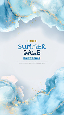 PSD 파도 하늘색 일러스트 수채화 사람없음 여름 세일 웨이브 국내일러스트 계절 바다 파란색 파일형식