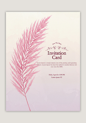 PSD 템플릿 분홍색 카드템플릿 사람없음 초대장 그라데이션 핑크뮬리 이미지템플릿 식물 컬러 카드_감사 파일형식