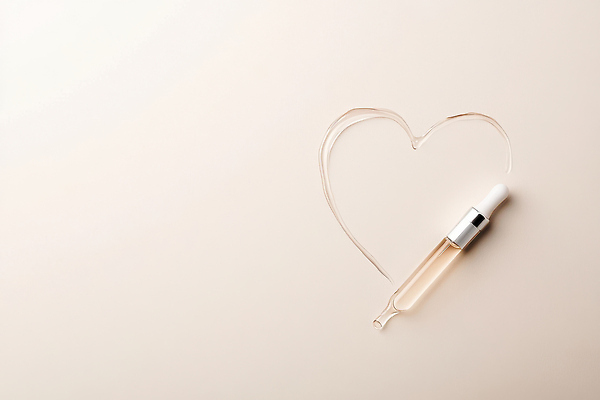 JPG 편집이미지 사람없음 하트 액체 스포이트 질감 베이지색 편집실사 AI컴퓨터그래픽 AI콘텐츠 모양 컬러 CG 피펫 파일형식