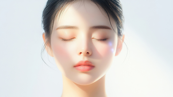 JPG 편집이미지 여자 얼굴 한명 성인 빛 눈감음 의료성형뷰티 성인여자한명만 편집실사 AI인물포토 AI콘텐츠 1 모션 사람 신체부위 CG 여자한명만 성인여자만 파일형식 AI포토