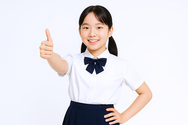 JPG 편집이미지 여자 교복 허리손 중학생 청소년 한명 미소 상반신 흰색 따봉 의료성형뷰티 십대여자한명만 편집실사 AI인물포토 AI콘텐츠 1 학생 옷 컬러 포즈 표정 사람 최고 CG 여자한명만 십대여자만 파일형식 AI포토