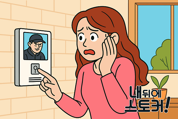 나무 여자 남자 화분 일러스트 창문 집안 상반신 성인 두명 손들기 놀람 누름 무서움 범죄인 불안 공포 나쁜 스토커 스토킹 인터폰 캡모자 소름 성인만 겁주기 국내일러스트 AI파일 식물 모자_잡화 감정 모션 실내 표정 사람 범죄 파일형식 벡터