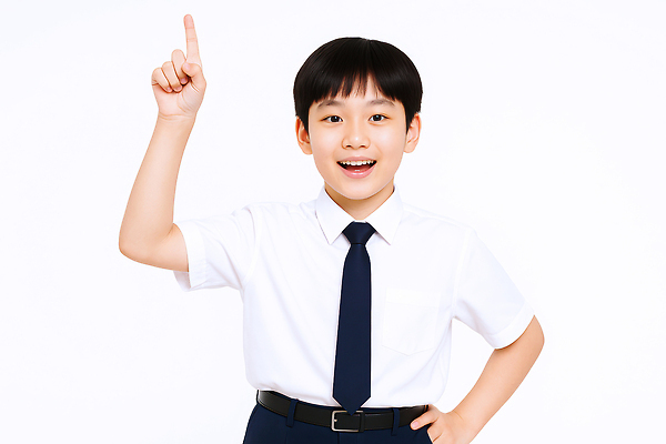 JPG 편집이미지 남자 허리손 중학생 청소년 한명 미소 상반신 흰색 가리킴 하복 의료성형뷰티 십대남자한명만 편집실사 AI인물포토 AI콘텐츠 1 학생 교복 컬러 포즈 표정 사람 손짓 CG 여름옷 남자한명만 십대남자만 파일형식 AI포토