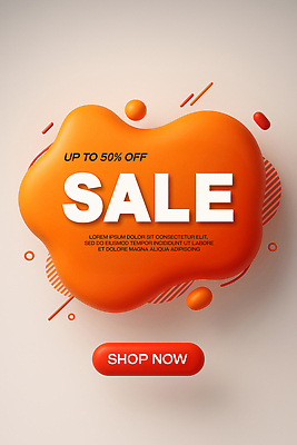 도형 PSD 템플릿 포스터 추상 그림자 사람없음 쇼핑 3D 세일 주황색 이미지템플릿 컬러 무늬 디지털합성 파일형식