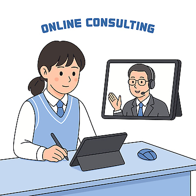 여자 남자 교복 일러스트 청소년 미소 정장 상반신 성인 두명 파란색 태블릿 펜 손들기 헤드셋 잡기 마우스 책상 상담 온라인 안경낌 중고등학생 국내일러스트 AI파일 옷 안경 컬러 음향기기 가구 모션 중학생 고등학생 표정 사람 전자제품 스마트기기 필기구 컴퓨터용품 헤드폰 파일형식 벡터