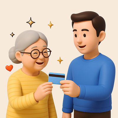 PSD 편집이미지 여자 노년 남자 미소 상반신 성인 두명 반짝임 3D 하트 신용카드 주기 살구색 안경낌 편집3D 모양 안경 컬러 모션 표정 사람 금융 디지털합성 파일형식