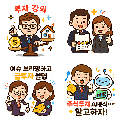 여자 남자 화살표 일러스트 그래프 주택 미소 들기 정장 여러명 상반신 성인 반짝임 달러 동전 가리킴 로봇 상승 따봉 금괴 양팔저울 서류판 주식투자 성인만 안경낌 국내일러스트 AI파일 옷 안경 다수 컨셉 돈 모션 표정 저울 사람 손짓 건물 사무용품 최고 황금 주식 투자 파일형식 벡터