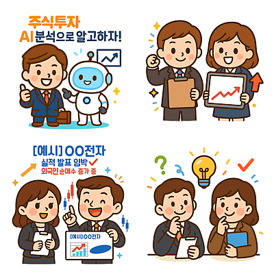 전신 여자 남자 화살표 서류가방 일러스트 전구 그래프 미소 들기 정장 여러명 상반신 성인 반짝임 태블릿 물음표 가리킴 로봇 체크표시 고민 상승 따봉 서류판 주식투자 성인만 AI_인공지능 국내일러스트 AI파일 기호 옷 감정 다수 컨셉 가방 모션 표정 사람 손짓 전자제품 스마트기기 사무용품 최고 주식 확인 투자 파일형식 벡터