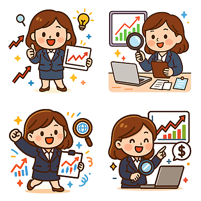 전신 여자 화살표 말풍선 일러스트 전구 돋보기 그래프 미소 들기 정장 여러명 상반신 성인 노트북 반짝임 달리기 손들기 달러 스크린 가리킴 문서 상승 따봉 서류판 주식투자 성인여자만 국내일러스트 AI파일 옷 다수 컨셉 돈 모션 표정 사람 손짓 전자제품 사무용품 최고 주식 투자 여자만 성인만 파일형식 벡터