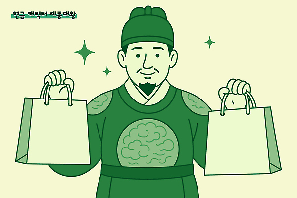 남자 돈 일러스트 한명 미소 들기 상반신 성인 초록색 반짝임 쇼핑 쇼핑백 곤룡포 세종대왕 익선관 성인남자한명만 국내일러스트 AI파일 1 컬러 가방 모션 표정 사람 재산 한복 왕 남자한명만 성인남자만 파일형식 벡터