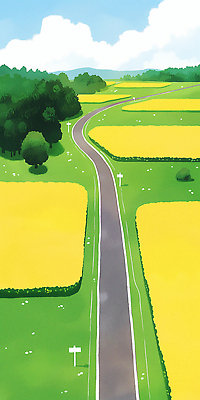 JPG 나무 구름 밭 일러스트 자연 하늘 잔디 사람없음 초록색 여름풍경 표지판 국내일러스트 AI일러스트 AI콘텐츠 자연요소 식물 컬러 농업 알림판 풍경 생태계 파일형식 여름_계절