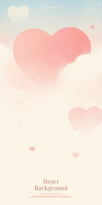 PSD 구름 분홍색 일러스트 하늘 수채화 사랑 사람없음 하트백그라운드 국내일러스트 자연요소 감정 컬러 백그라운드 하트 파일형식