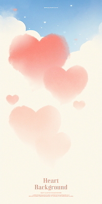 PSD 구름 분홍색 일러스트 하늘 수채화 사랑 사람없음 하트백그라운드 국내일러스트 자연요소 감정 컬러 백그라운드 하트 파일형식