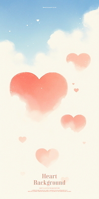 PSD 구름 분홍색 일러스트 하늘 수채화 사랑 사람없음 하트백그라운드 국내일러스트 자연요소 감정 컬러 백그라운드 하트 파일형식