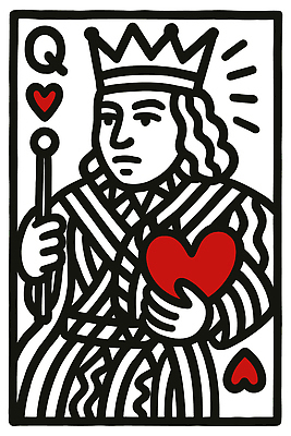 여자 라인일러스트 일러스트 왕관 한명 들기 상반신 성인 검은색 하트 트럼프 Q 여왕 성인여자한명만 국내일러스트 AI파일 모양 1 알파벳 컬러 모션 사람 놀이용품 여자한명만 성인여자만 파일형식 벡터