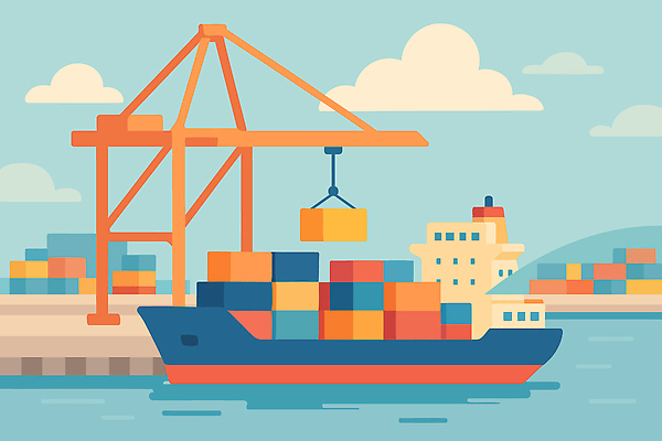 구름 바다 하늘색 일러스트 하늘 사람없음 글로벌 컨테이너 화물선 기중기 무역 국내일러스트 AI파일 자연요소 산업 배_교통 파란색 중장비 파일형식 벡터