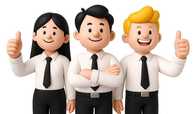 PSD 편집이미지 여자 남자 협력 3D캐릭터 미소 정장 성인 3D 팔짱 비즈니스맨 비즈니스우먼 자신감 그룹 따봉 성인만 편집3D 캐릭터 옷 감정 비즈니스 모션 표정 사람 최고 직장인 디지털합성 파일형식