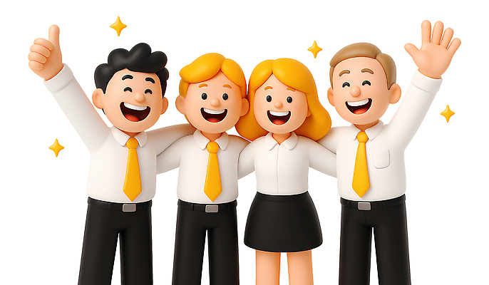 PSD 편집이미지 여자 남자 응원 어깨동무 협력 3D캐릭터 미소 정장 성인 친구 반짝임 3D 손들기 기쁨 비즈니스맨 비즈니스우먼 그룹 손인사 따봉 활기 감싸기 성인만 편집3D 캐릭터 옷 감정 포즈 컨셉 비즈니스 관계 모션 표정 사람 인사 최고 직장인 디지털합성 파일형식