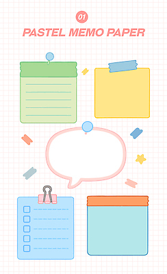 말풍선 스티커 일러스트 사람없음 컬러풀 메모지 포스트잇 클립 서류집게 체크리스트 파스텔톤 국내일러스트 AI파일 컬러 집게 사무용품 파일형식 벡터