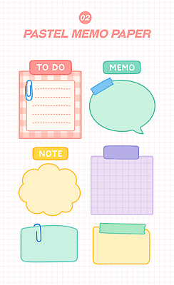 말풍선 스티커 일러스트 사람없음 컬러풀 메모지 포스트잇 클립 격자 구름모양 모눈종이 파스텔톤 투두리스트 국내일러스트 AI파일 모양 종이 컬러 무늬 사무용품 리스트 파일형식 벡터 구름_자연