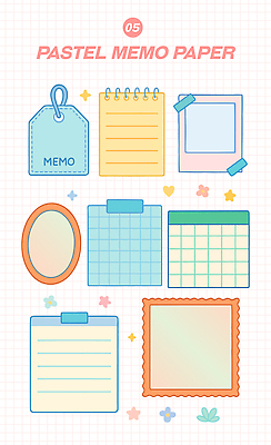 스티커 일러스트 사람없음 컬러풀 꼬리표 메모지 포스트잇 격자 폴라로이드사진 모눈종이 스프링수첩 파스텔톤 국내일러스트 AI파일 종이 컬러 무늬 라벨 다이어리 사무용품 폴라로이드 파일형식 벡터