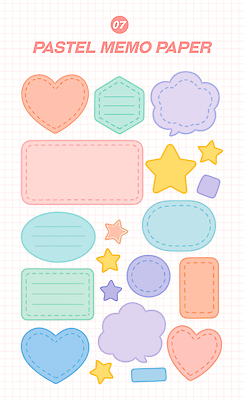 별 말풍선 스티커 일러스트 사람없음 컬러풀 사각형 하트 메모지 포스트잇 파스텔톤 국내일러스트 AI파일 자연요소 모양 도형 컬러 사무용품 파일형식 벡터