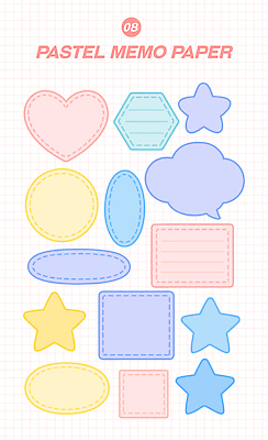 별 말풍선 스티커 일러스트 사람없음 컬러풀 하트 메모지 포스트잇 타원형 파스텔톤 국내일러스트 AI파일 자연요소 모양 컬러 사무용품 원형 파일형식 벡터