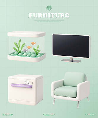 PSD 편집이미지 가구 어류 사람없음 소파 3D 텔레비전 어항 민트색 식기세척기 편집3D 컬러 생활용품 의자 전자제품 수중동물 가전제품 디지털합성 파일형식