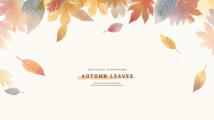 PSD 백그라운드 낙엽 일러스트 나뭇잎 수채화 사람없음 갈색 가을 카피스페이스 국내일러스트 계절 컬러 잎 공백 파일형식
