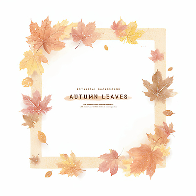 PSD 백그라운드 단풍 낙엽 일러스트 나뭇잎 수채화 프레임 사람없음 갈색 가을 카피스페이스 국내일러스트 계절 컬러 잎 공백 파일형식