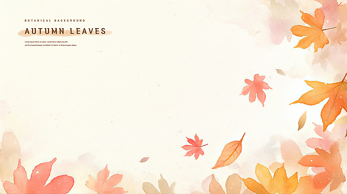 PSD 백그라운드 단풍 낙엽 일러스트 나뭇잎 수채화 사람없음 갈색 가을 카피스페이스 국내일러스트 계절 컬러 잎 공백 파일형식