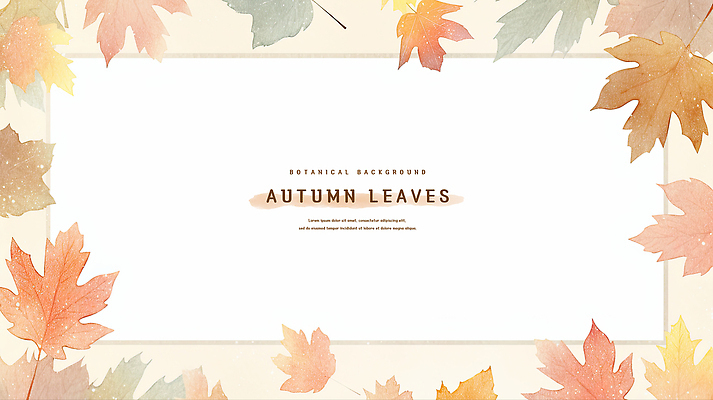 PSD 백그라운드 단풍 낙엽 일러스트 나뭇잎 수채화 사람없음 갈색 팻말 가을 카피스페이스 국내일러스트 계절 컬러 잎 프레임 공백 파일형식