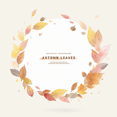 PSD 백그라운드 낙엽 일러스트 나뭇잎 수채화 프레임 사람없음 갈색 가을 카피스페이스 국내일러스트 계절 컬러 잎 공백 파일형식