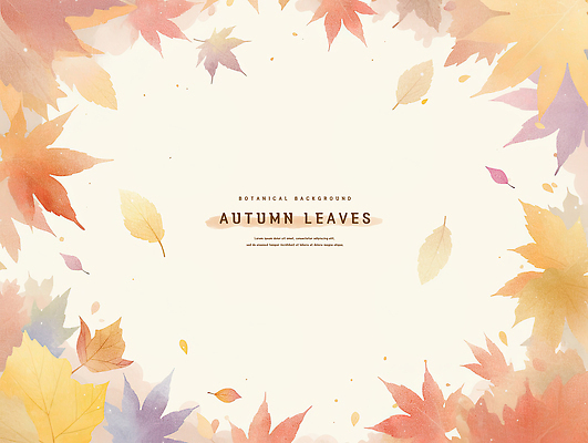 PSD 백그라운드 단풍 낙엽 일러스트 나뭇잎 수채화 프레임 사람없음 갈색 가을 카피스페이스 국내일러스트 계절 컬러 잎 공백 파일형식