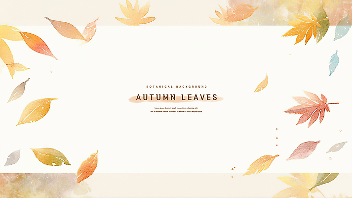 PSD 백그라운드 낙엽 일러스트 나뭇잎 수채화 프레임 사람없음 갈색 가을 카피스페이스 국내일러스트 계절 컬러 잎 공백 파일형식