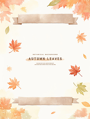 PSD 배너템플릿 백그라운드 단풍 낙엽 일러스트 나뭇잎 수채화 프레임 사람없음 갈색 가을 현수막 카피스페이스 국내일러스트 템플릿 배너 계절 컬러 잎 공백 파일형식
