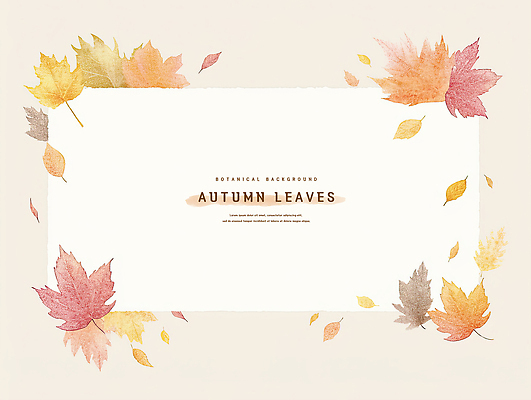 PSD 백그라운드 단풍 낙엽 일러스트 나뭇잎 수채화 사람없음 갈색 팻말 가을 카피스페이스 국내일러스트 계절 컬러 잎 프레임 공백 파일형식